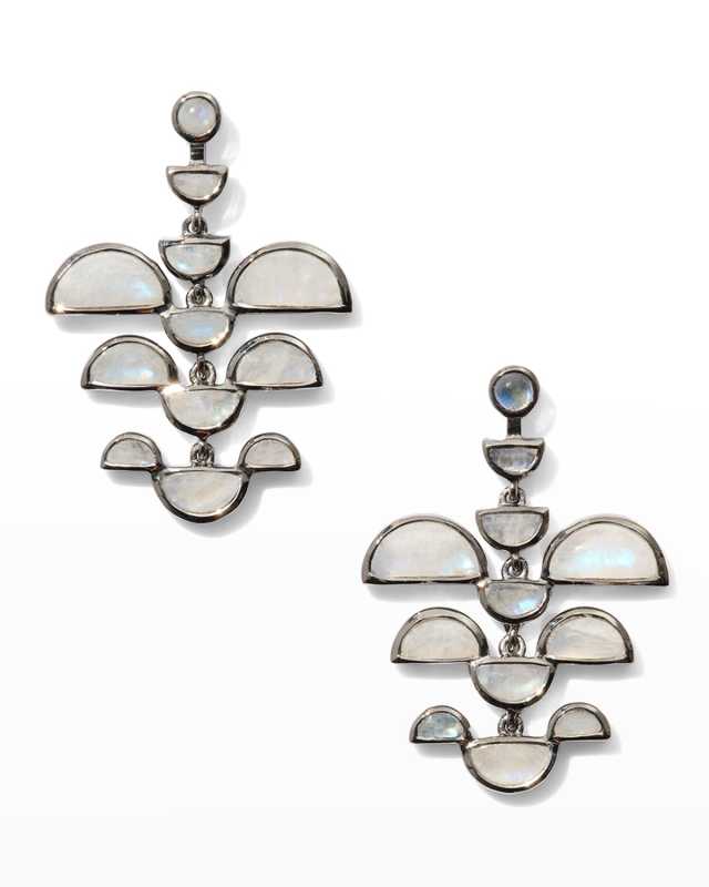 Phoenix Earrings, Rainbow Moonstone